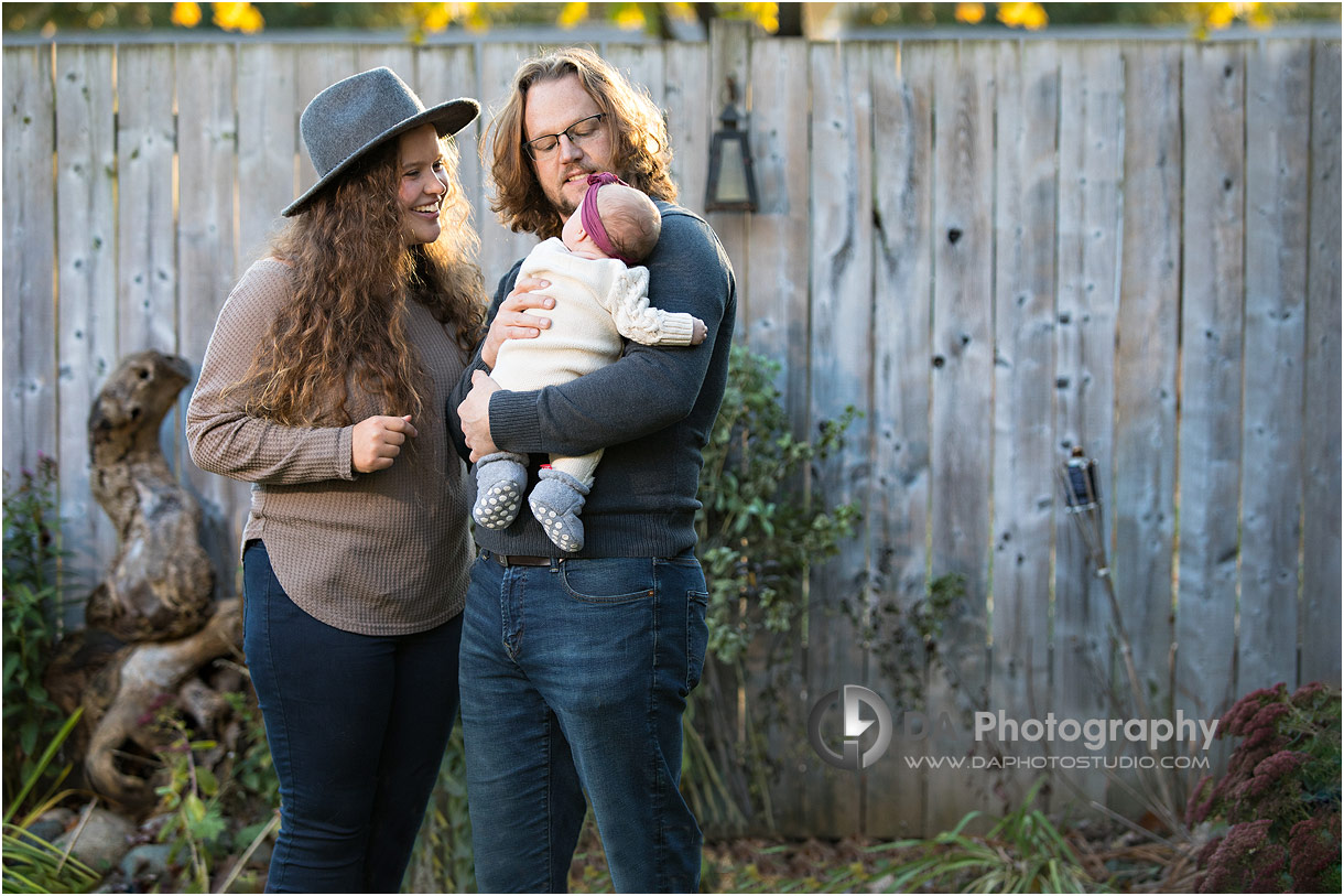 Family photos with little baby in fall