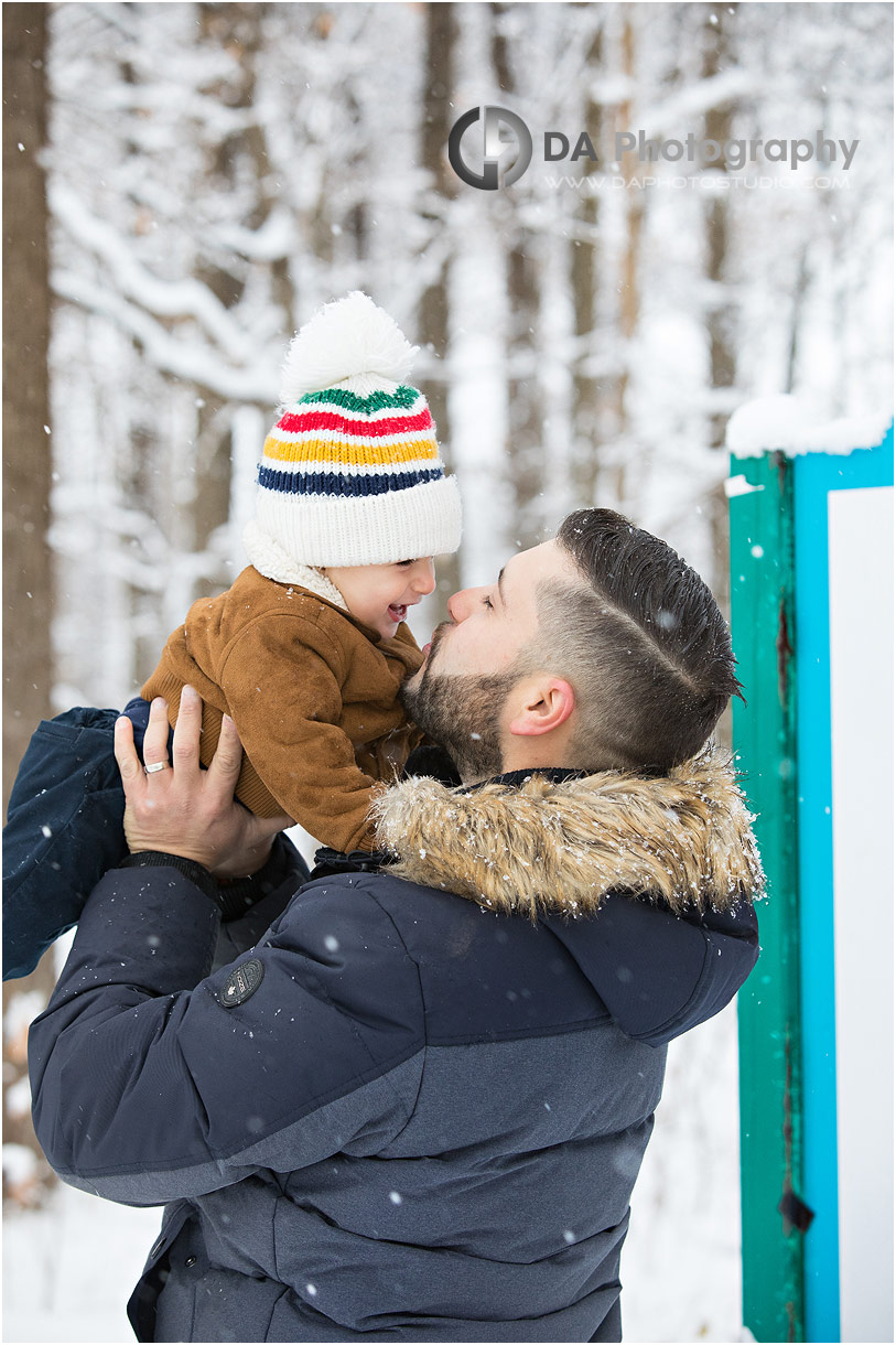 Winter picture of a Dad with his baby boy