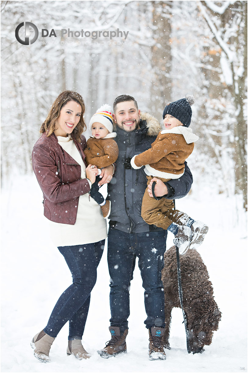 Pets and people photography Young family photos in winter